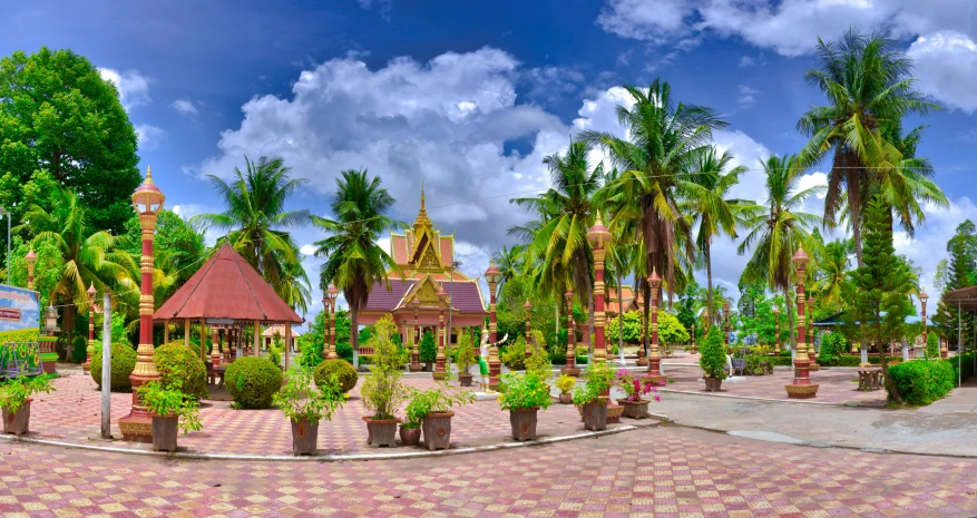 the town square has trees in it