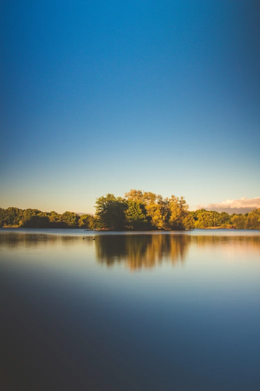 a clear lake with some trees on the other side