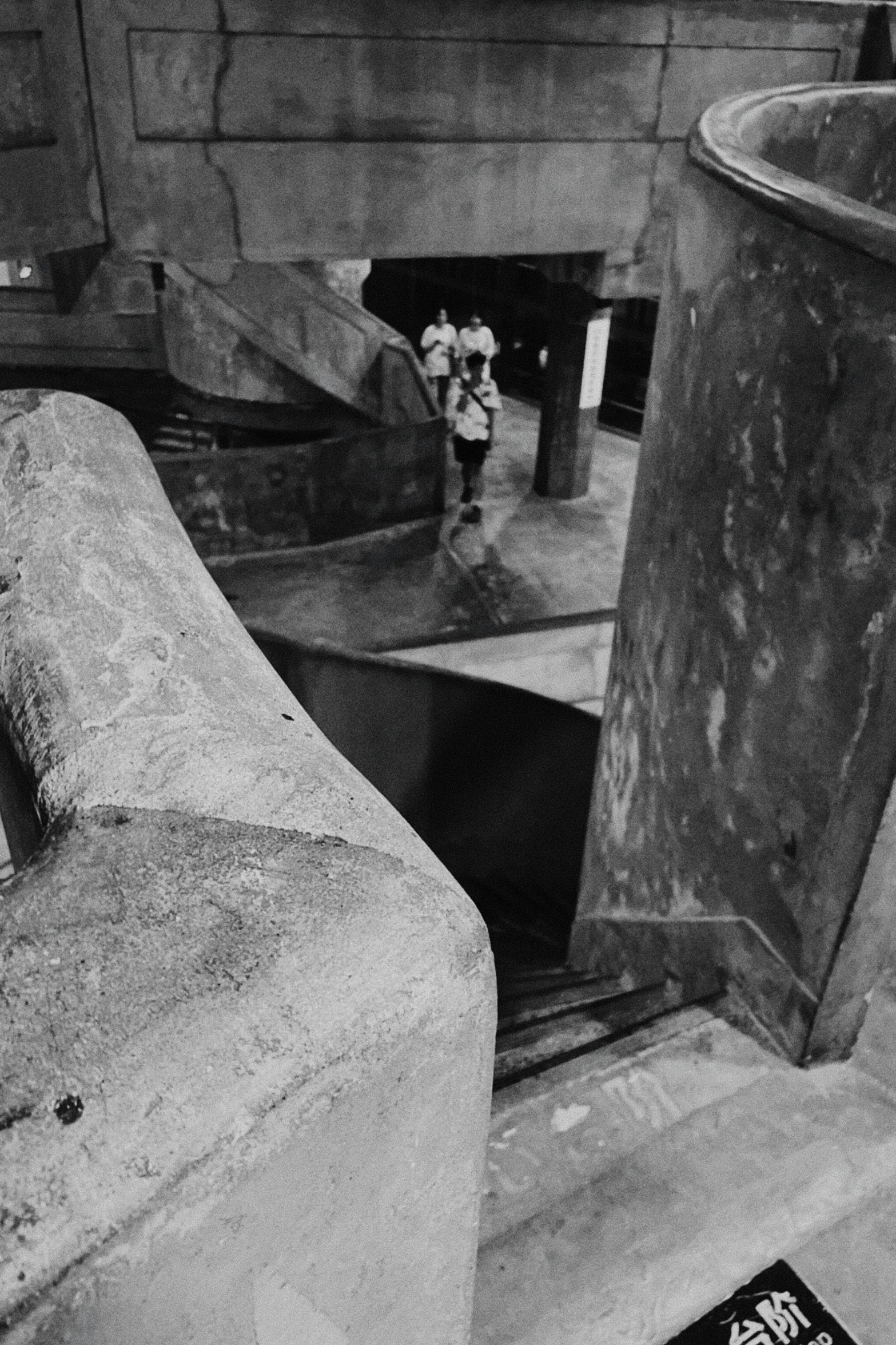 black and white image of a cement structure