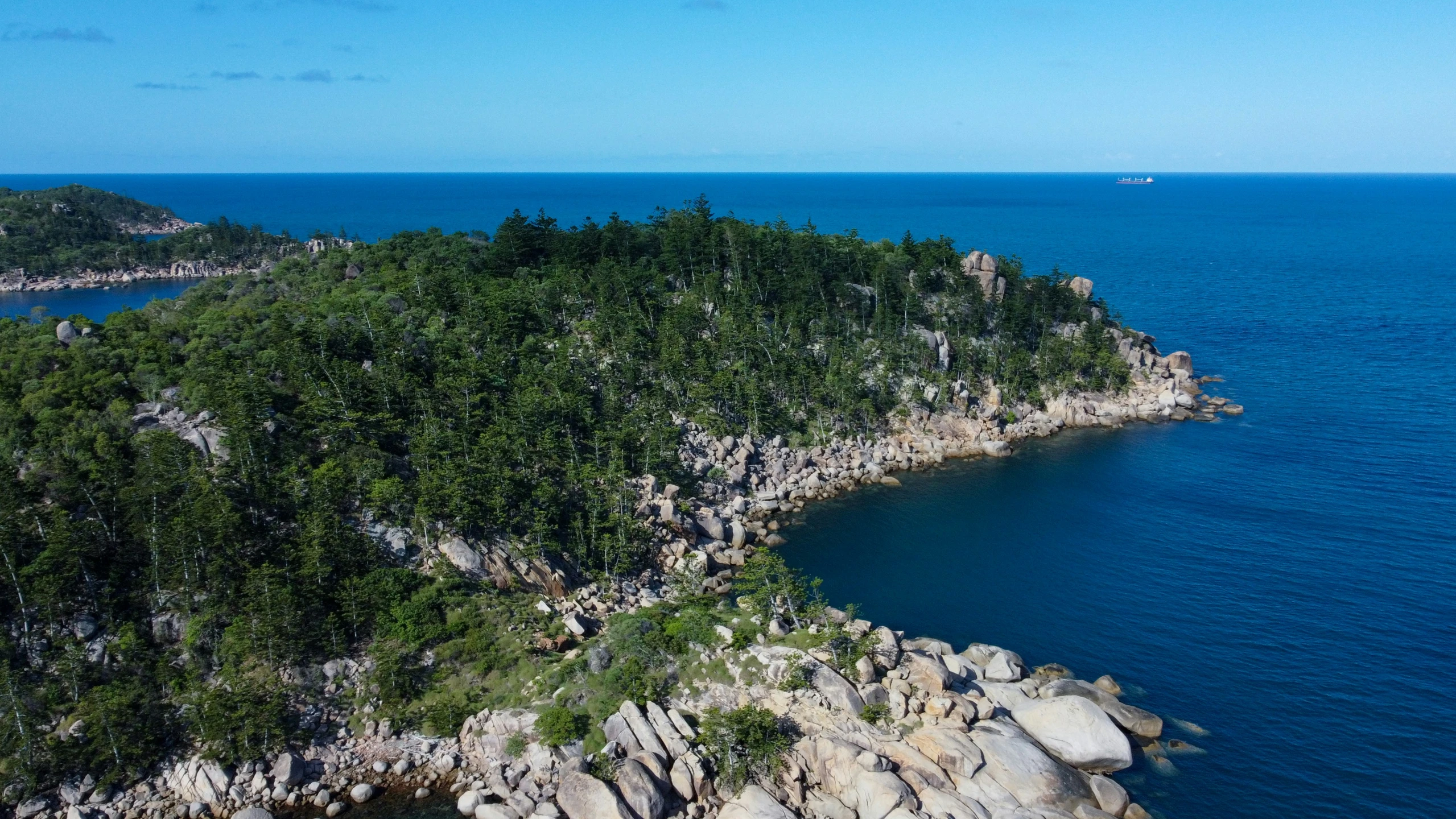 a view of an island from a helicopter