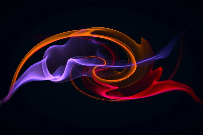 a swirl with several colored smoke lines