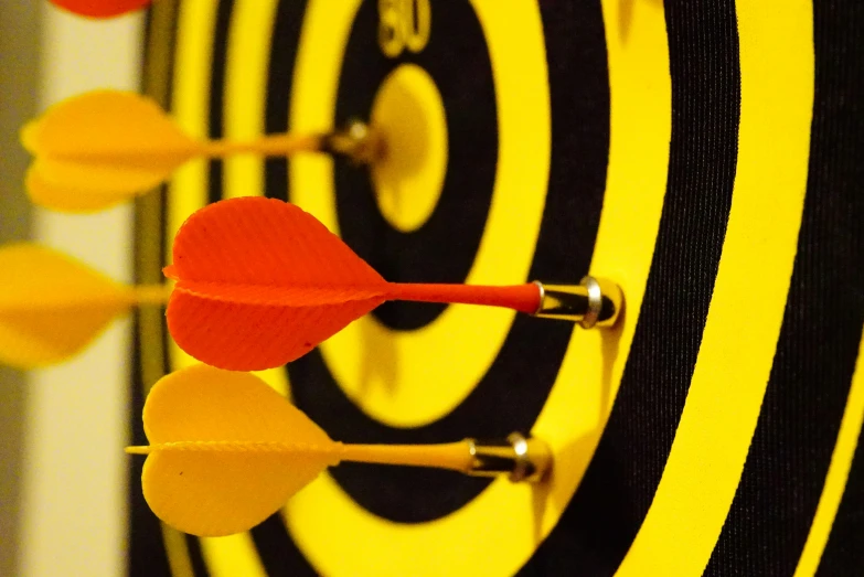 a group of darts standing on the back of a dart