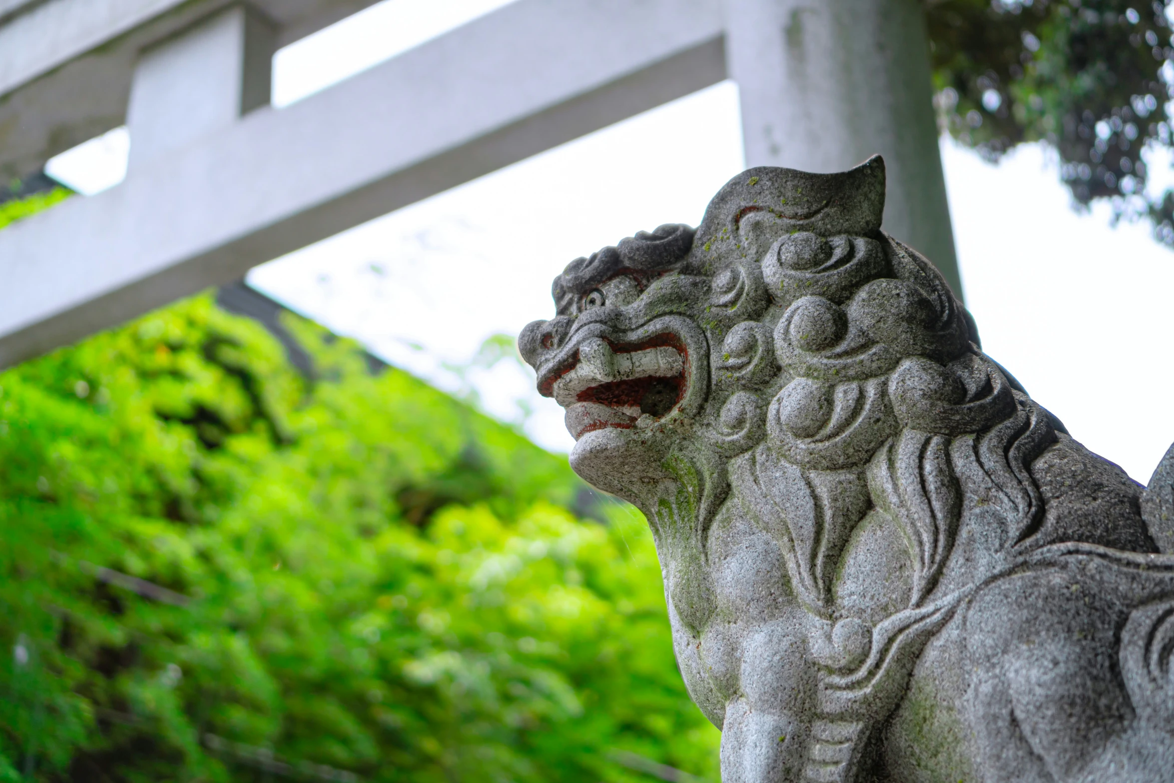 a statue of an animal that is sitting outside