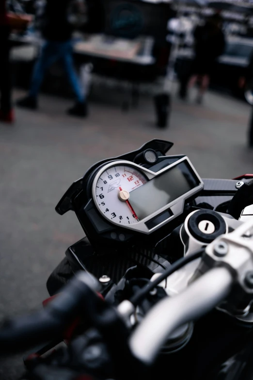 a close up view of a motorcycle meter