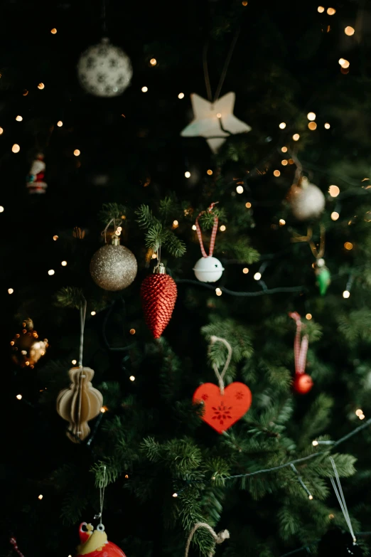 ornaments decorate a small christmas tree for someone to tell