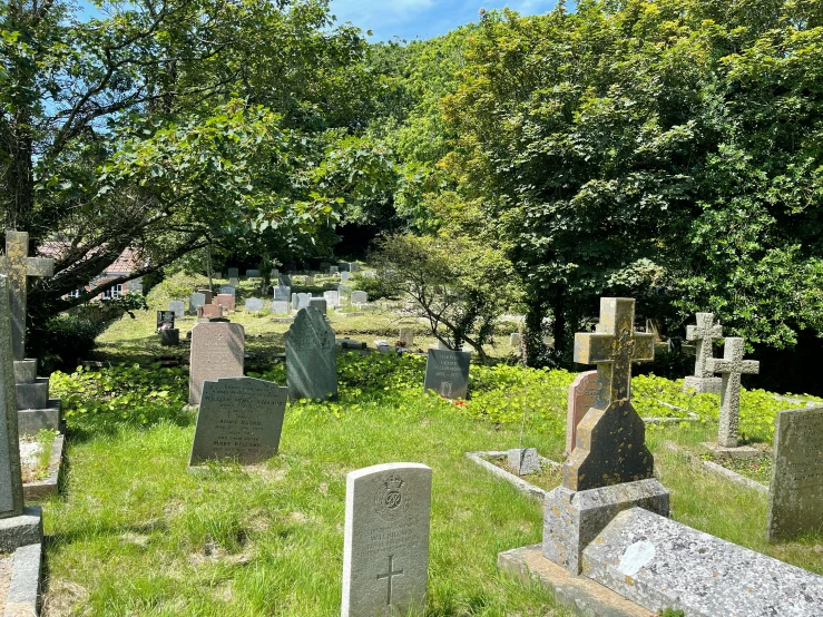 this is an image of the cemetery with old headstones