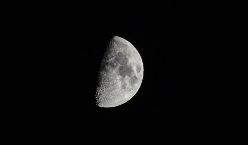 the moon is shown against the black sky