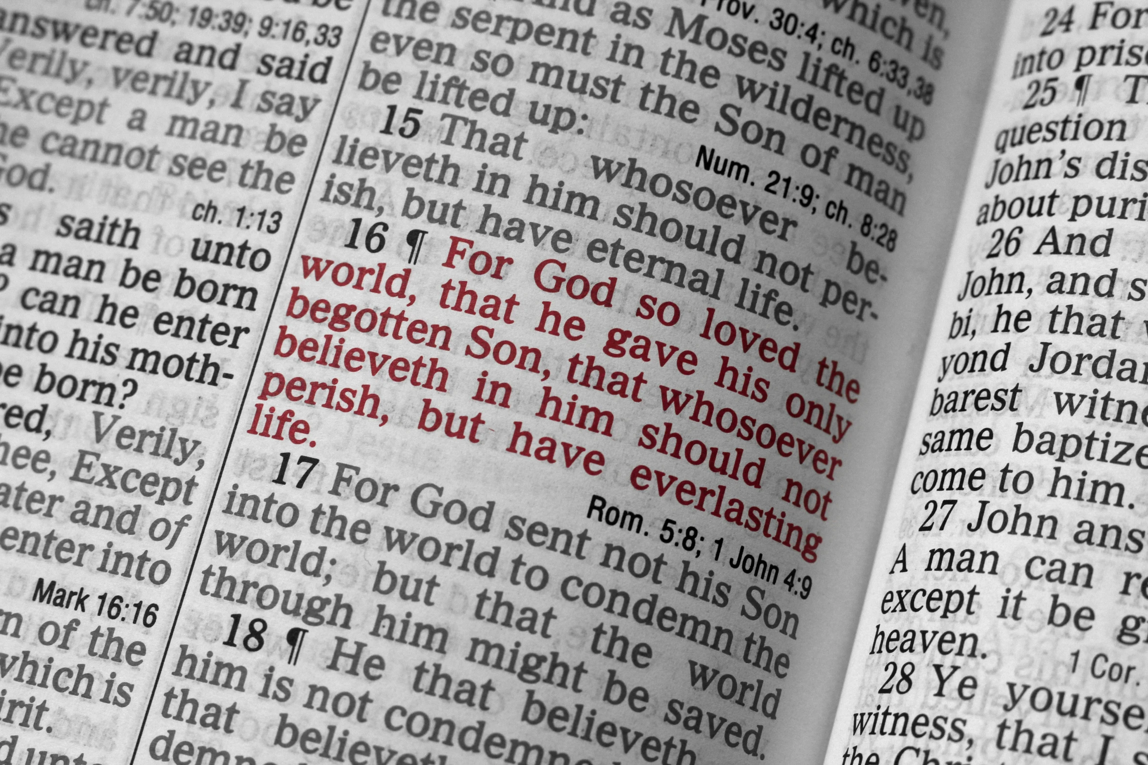 the word for god that he served is highlighted in red text from a bible