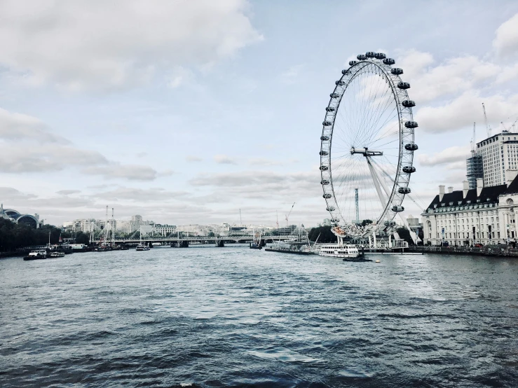 a large ferris wheel in the middle of some water