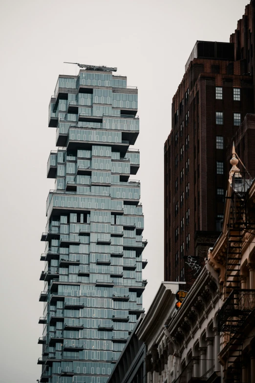 a building with an upward perspective of the side