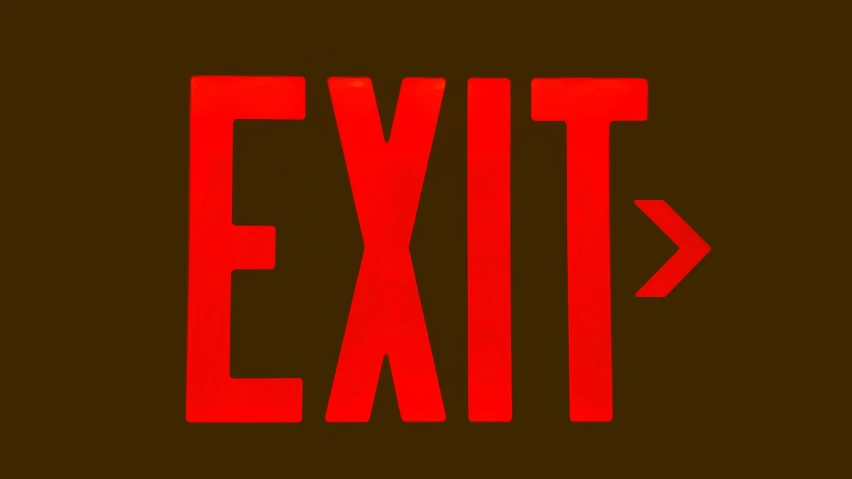 a black and red picture with the word exit on it