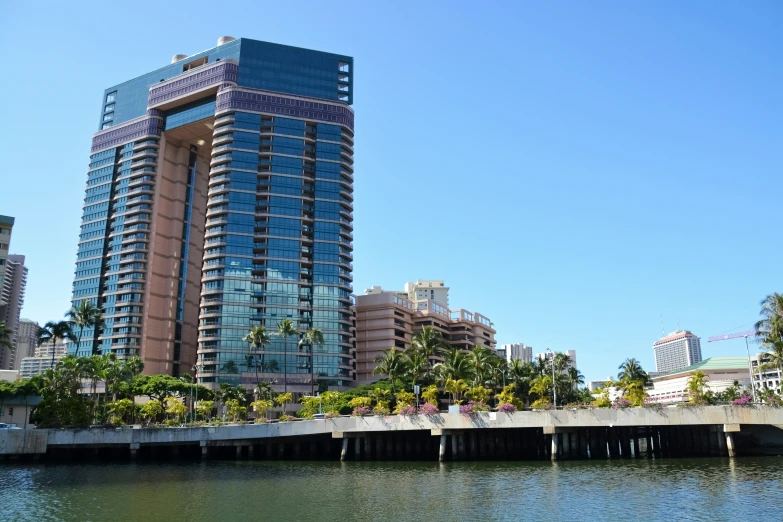 a large building that is near the water