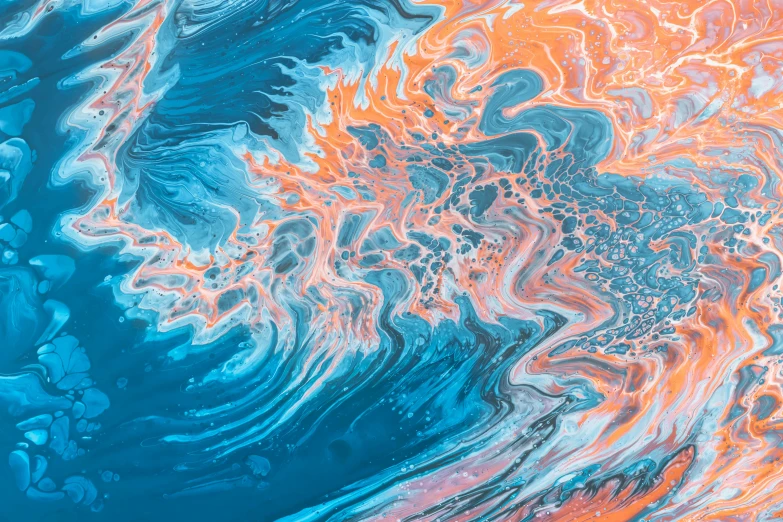 very pretty abstract paint with a turquoise, orange and red pattern