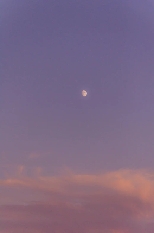 a dark purple night sky with the moon in the distance