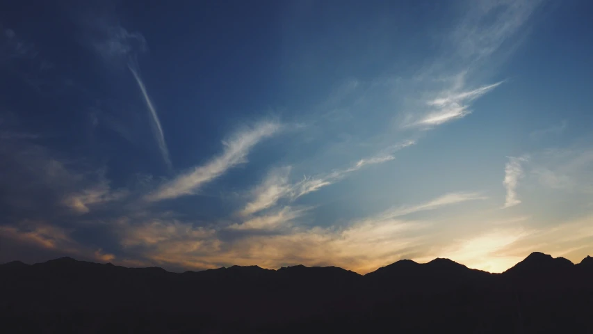 sunset at the top of mountains on the horizon