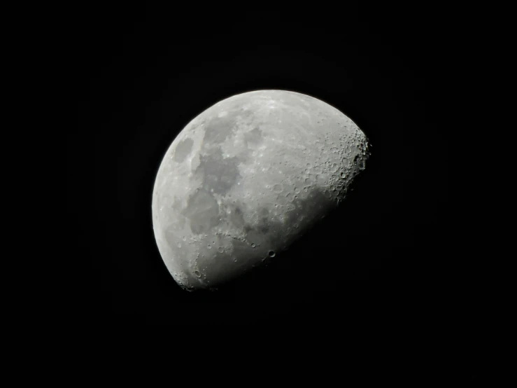 a crescent moon is shown in black and white