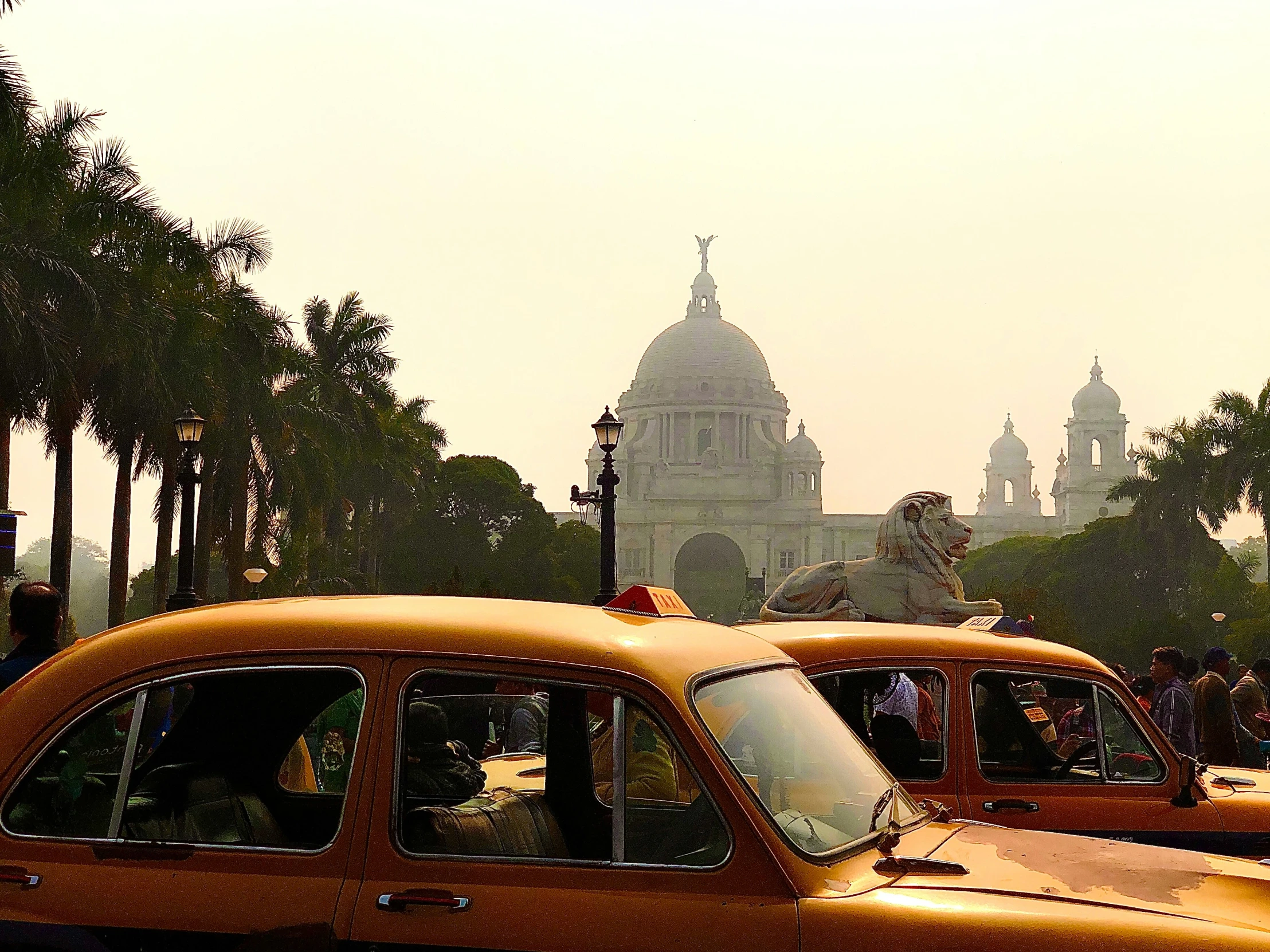 yellow cabs lined up in front of the capitol building