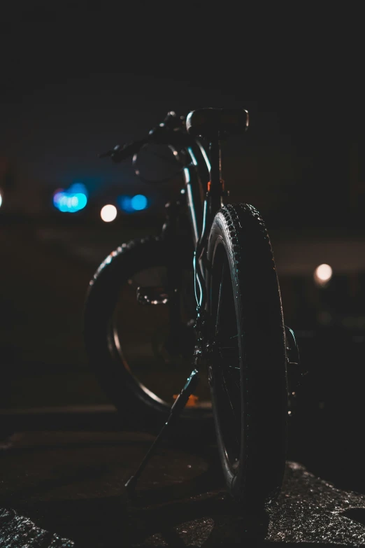 the tire on the bicycle is black in color