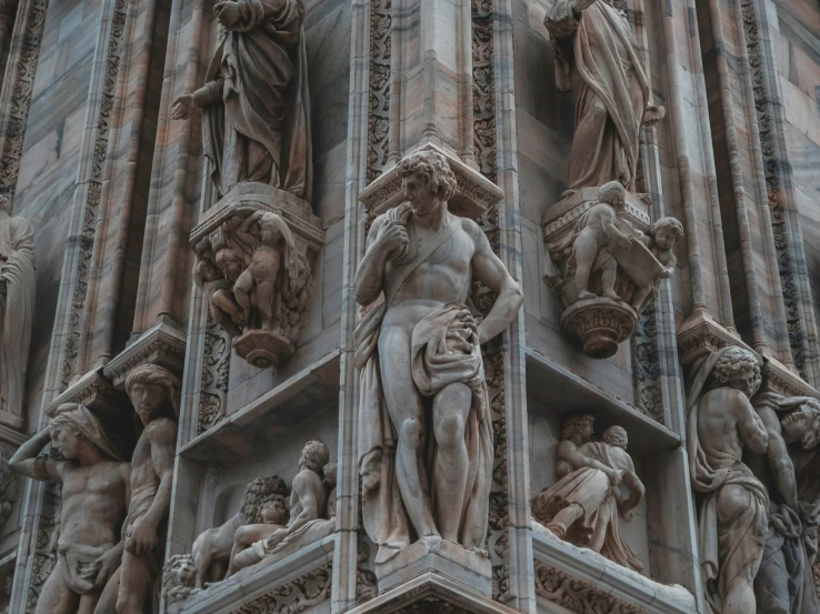 an intricate carving of the side of a building