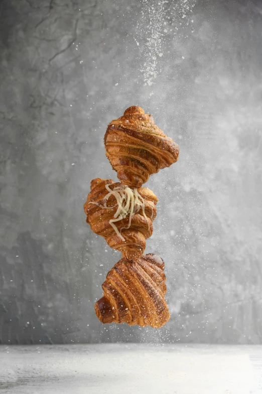 a stack of bread is sprinkled with powder