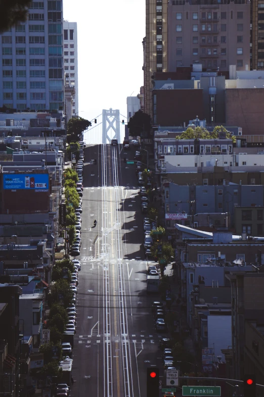 a view of a city with the view of an intersection