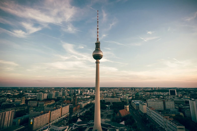 the berlin skyline with the tv tower in the foreground