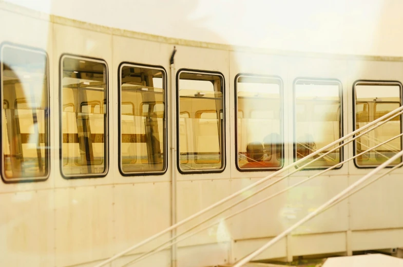 there are many steps inside of the subway train