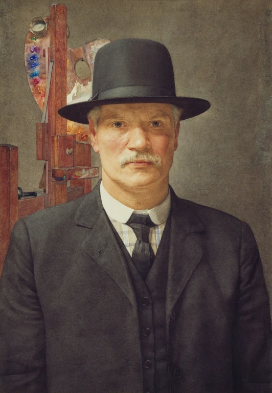 a man wearing a suit and tie wearing a hat