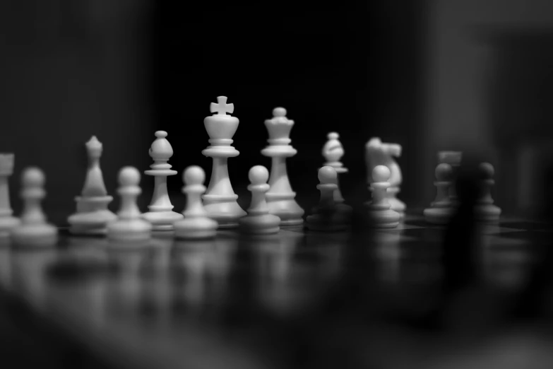 an empty chess board with all pieces ready to be played