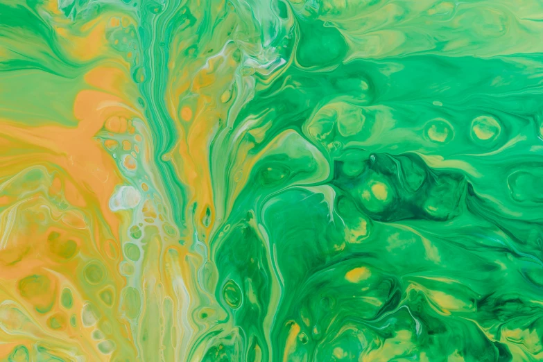 a yellow and green painting is pictured