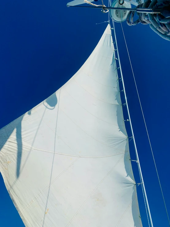 a sailboat sails with white sail during daytime