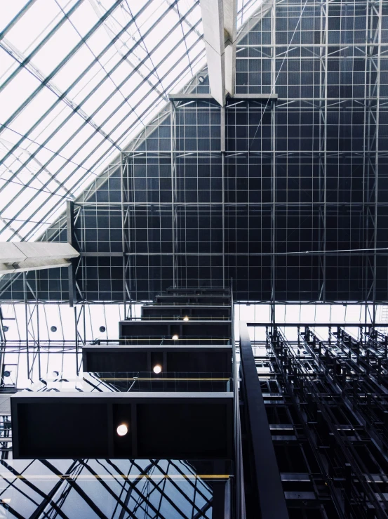 this po shows a room with a roof with many rows of windows