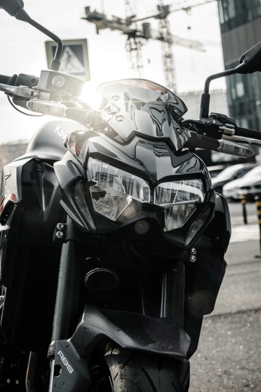 the light shines on the motorcycle behind it