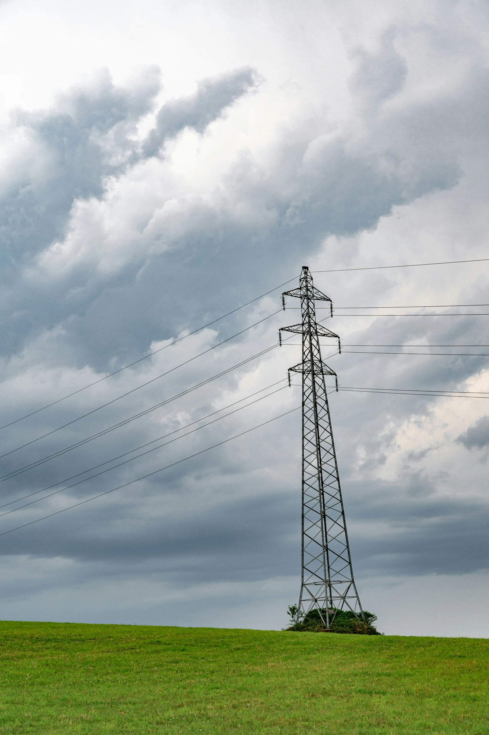 a line of telephone wires is sitting on the field