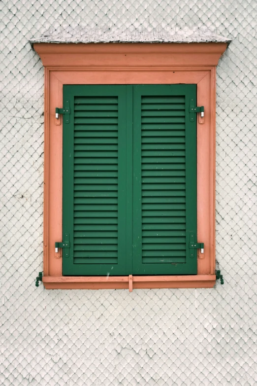 a closeup of an open window with green shutters