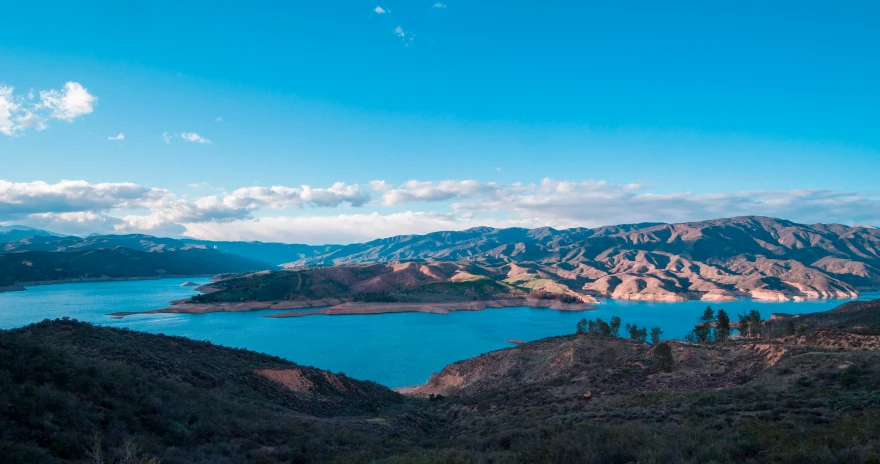 a view of an island on a lake