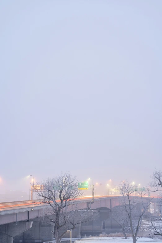 the tall bridge is over looking the road