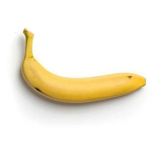 the small banana has a long stem and is half peeled