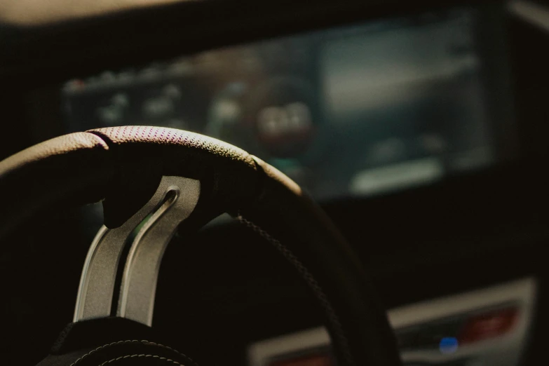 the steering wheel and control  of a car