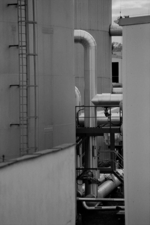 pipes and pipe structures inside of a large building