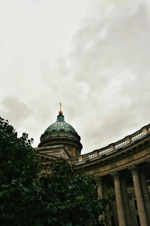 looking up at an ornate building and some trees