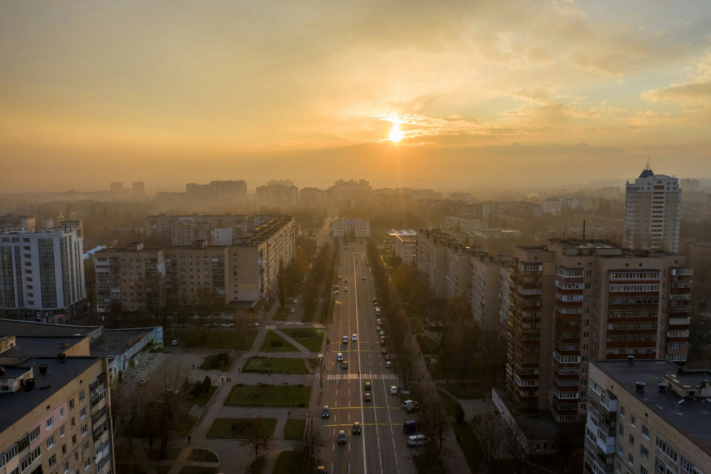 an aerial view of the city from the top of a skyscr