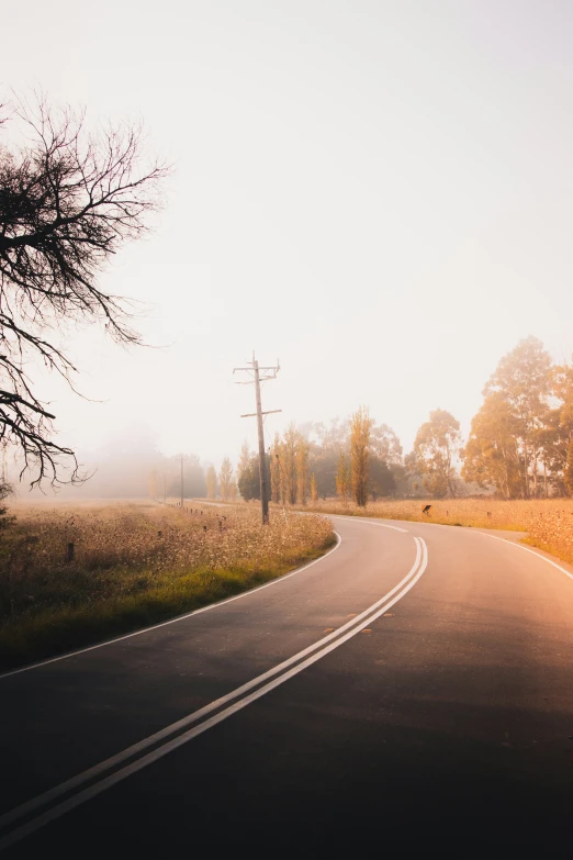 a long road through the middle of the country