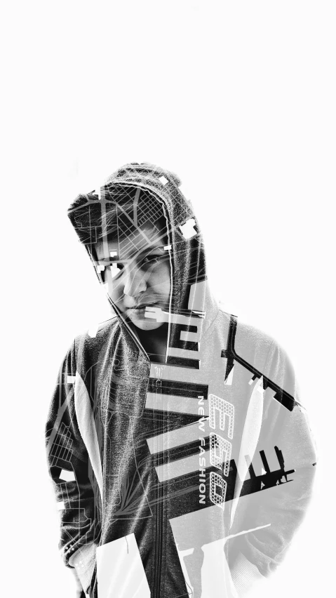 black and white pograph of a snowboarder