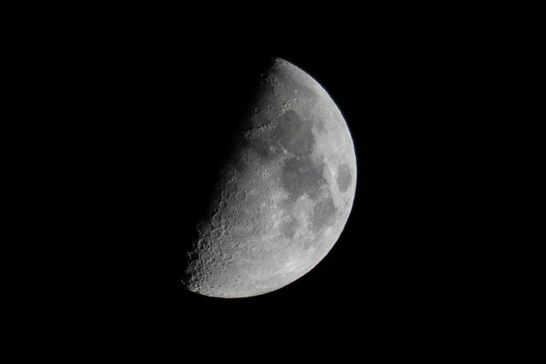 the half moon is seen in the sky