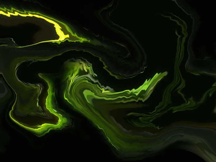 a very abstract painting in green colors