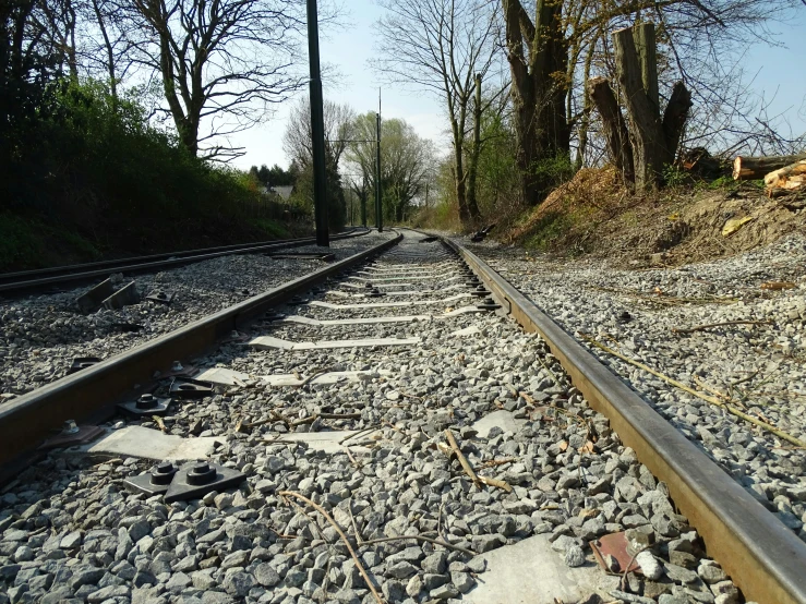 the tracks have many stones on them as well as one