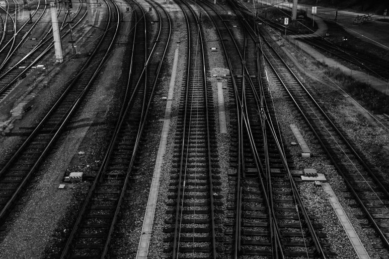 many different railroad tracks in the middle of nowhere