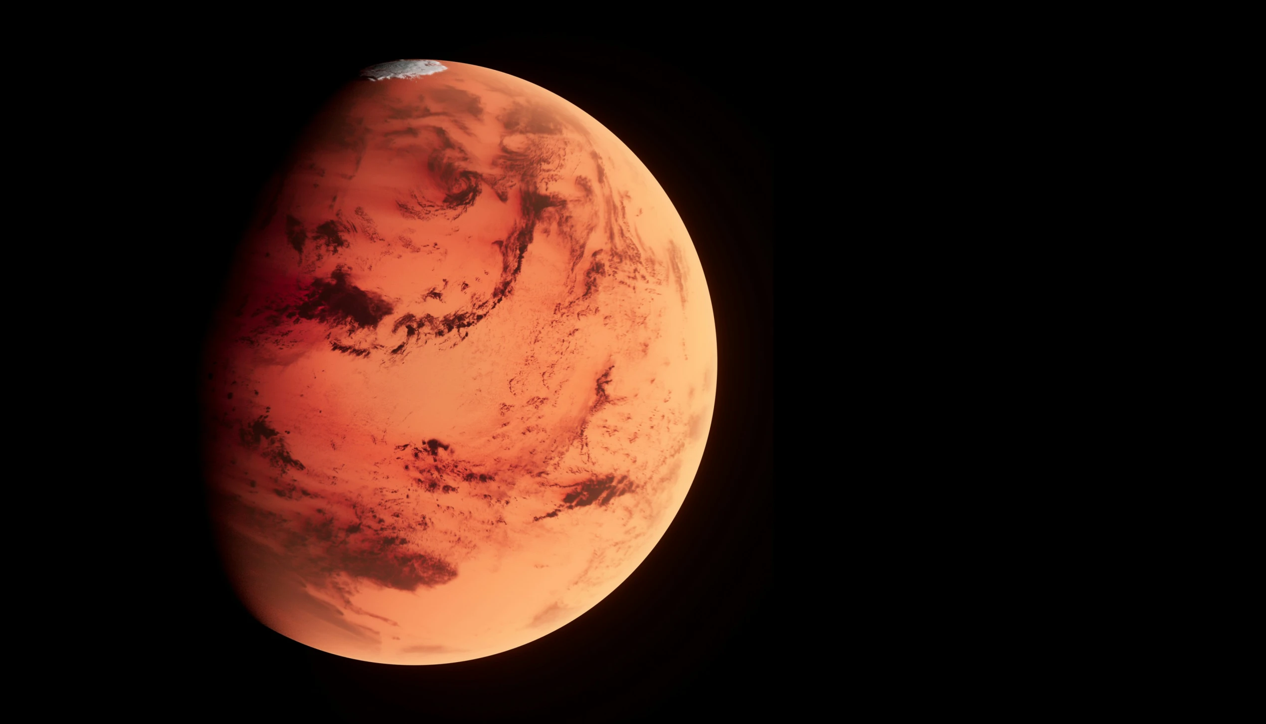 a close up of a red planet in space