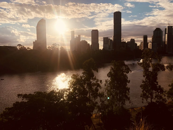 view of a city from the edge of a lake